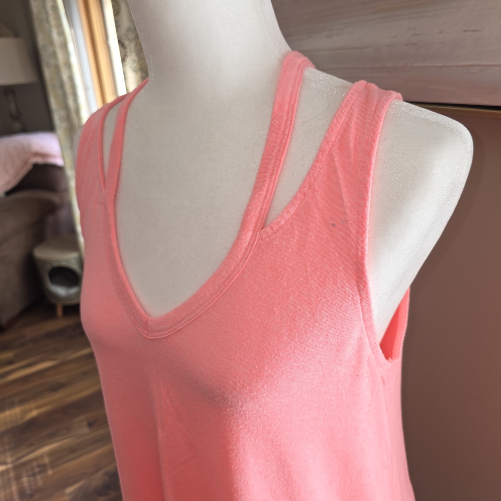 Express Coral Pink Double-Strap V-Neck Tank Top